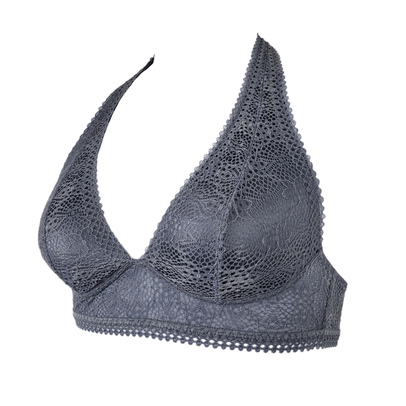 VICTORIA'S SECRET Grey Lace Halter Bralette M - Picture 2 of 7